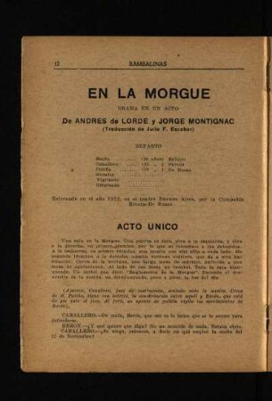 El la morgue : drama en un acto