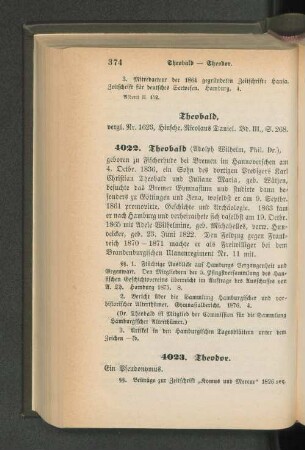 4022. Theobald (Adolph Wilhelm, Phil. Dr.)