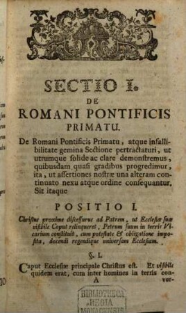 De Primatu Et Infallibilitate Romani Pontificis