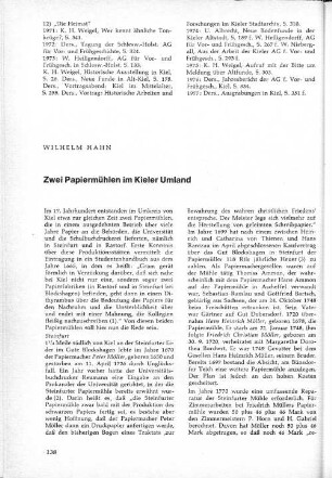 Zwei Papiermühlen im Kieler Umland.