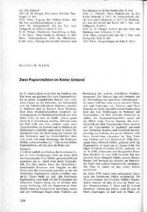 Zwei Papiermühlen im Kieler Umland.