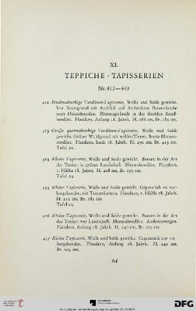 XI. Teppiche, Tapisserien (Nr. 412-449)