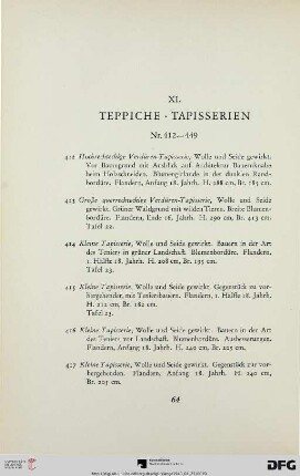 XI. Teppiche, Tapisserien (Nr. 412-449)