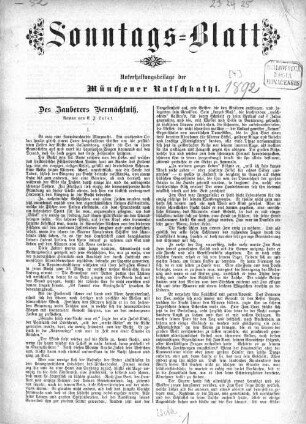 Münchener Ratsch-Kathl. Sonntagsblatt : Unterhaltungsbeilage zur Münchener Ratsch-Kathl, 1892, Nr. [4] - 52