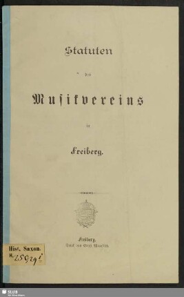 Statuten des Musikvereins in Freiberg