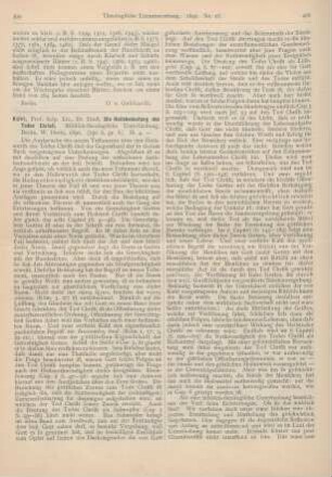 399-403 [Rezension] Kühl, Ernst, Die Heilsbedeutung des Todes Christi. Biblisch-theologische Untersuchung