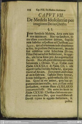 Caput VII. De Medela Idololatriae per imaginem Dei in Christo