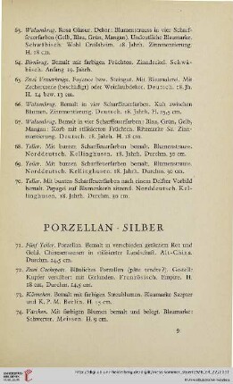 Porzellan, Silber (Nr. 71-122)