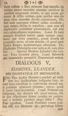 Dialogus V. Florinus, leander.