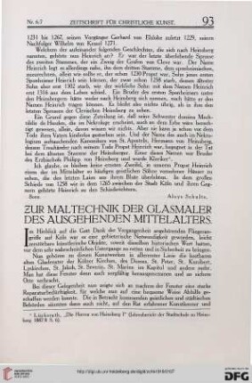 Zur Maltechnik der Glasmaler des ausgehenden Mittelalters