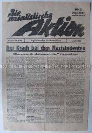 Monatszeitung "Die Sozialistische Aktion" zur Auseinandersetzung innerhalb der deutschen Studentenbewegung