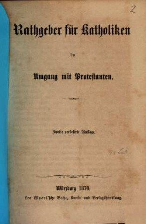 Rathgeber für Katholiken im Umgang mit Protestanten