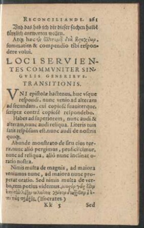 Loci Servientes Communiter Singulis Generibus.