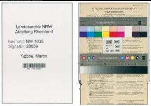 Entnazifizierung Martin Sobbe , geb. 27.10.1885 (Bergmann)