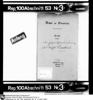 Eigentumsordnung des Hochstifts Osnabrück, undatiert (1722?)