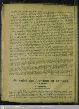 Die vorchristlichen Alterthümer der Oberlausitz