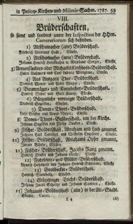 VIII. Brüderschaften.