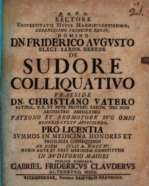 De sudore colliquativo disp.