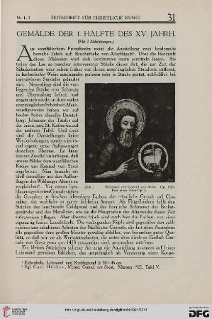 Gemälde der 1. Hälfte des XV. Jahrh.