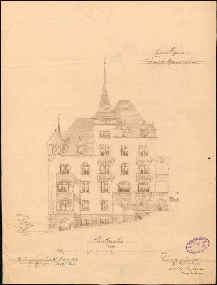 Erbauung des Hauses Paul Waldeck; Badenweiler; Westfassade; gef. v. Architekten Walther und Fr. Bauer
