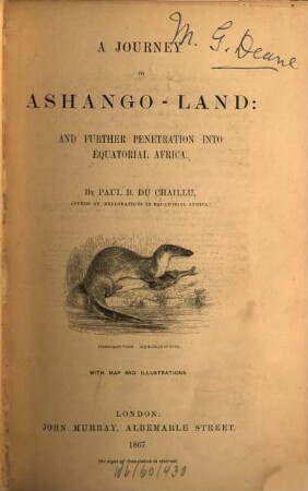 A Journey to Ashango-Land : and further penetration into Equatorial Africa