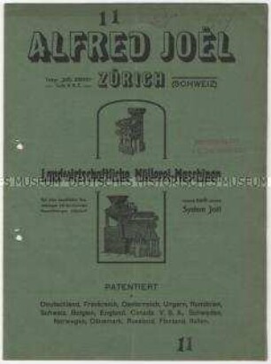Mühlen der Maschinenfabrik Alfred Joël in Zürich