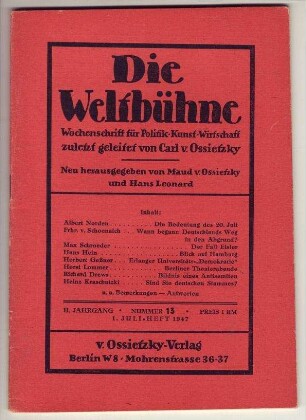 "Die Weltbühne", 1. Juli 1947