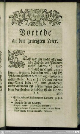 Vorrede an den geneigten Leser