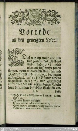 Vorrede an den geneigten Leser
