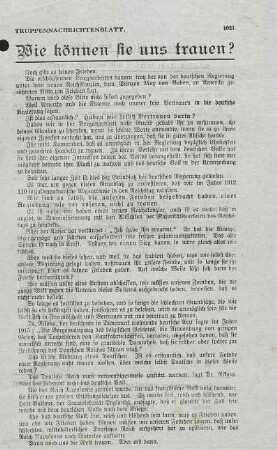 Truppennachrichtenblatt - Wie können sie uns trauen?