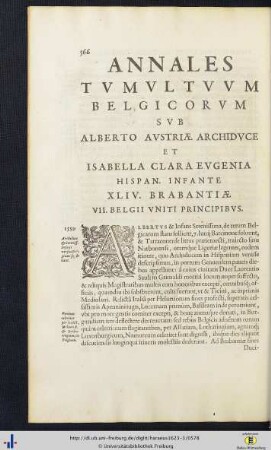 Annales Tumultuum Belgicorum Sub Alberto Austriae Archiduce Et Isabella Clara Eugenia Hispan. Infante.
