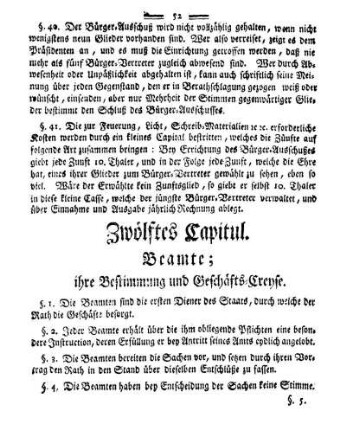 Zwölftes Capitul. Beamte; ihre Bestimmung und Geschäfts-Creyse.