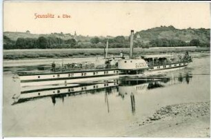 Seußlitz. Elbe mit Dampfer Saxonia