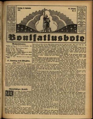 Erste Ausgabe vom Sonntag, den 11. September 1932.