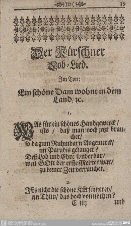 Der Kürschner Lob-Lied.