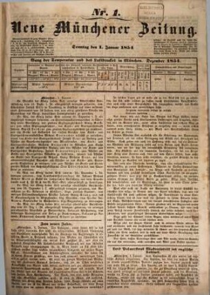 Neue Münchener Zeitung. 1854, [1] = Jan. - Juni