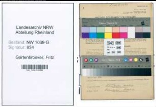 Entnazifizierung Fritz Gartenbroeker , geb. 22.03.1891 (Tabakwarenhaendler)