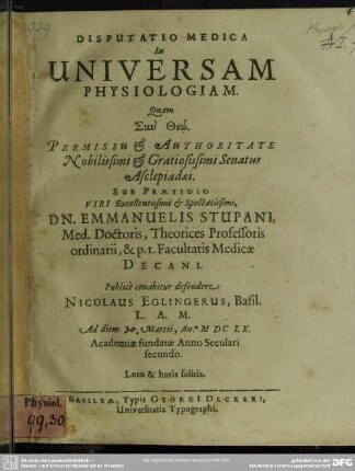 Disputatio medica in universam physiologiam