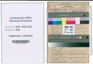 Entnazifizierung Johanna Hagemann , geb. 23.03.1894 (Lehrerin)