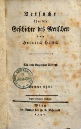 Versuche über die Geschichte des Menschen : Aus dem Englischen übersetzt. 3