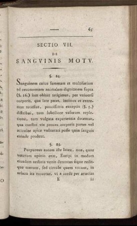 Sectio VII. De Sanguinis Motu