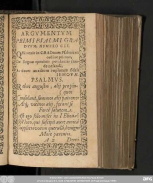 Argumentum Primi Psalmi Graduum, Numero CXX.