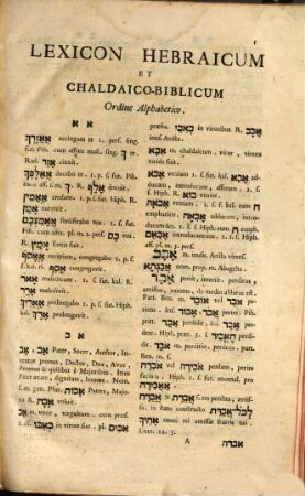 Lexicon Hebraicum et Chaldaico-Biblicum, 1