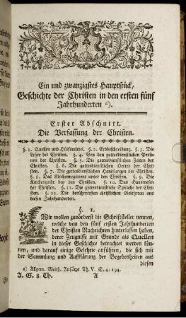 Erster Abschnitt. Die Verfassung der Christen