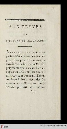 Aux élèves de peinture et sculpture