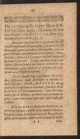 De controversia super libro Esther [...].