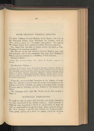 Australian Immigration. By Walter James, K.C.