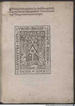 Carmen panegyricum ad Carolum Francorum regem