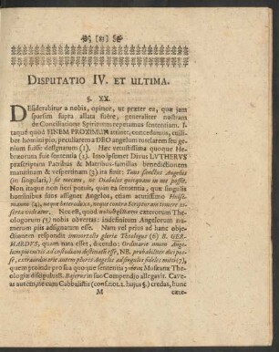Disputatio IV. Et Ultima
