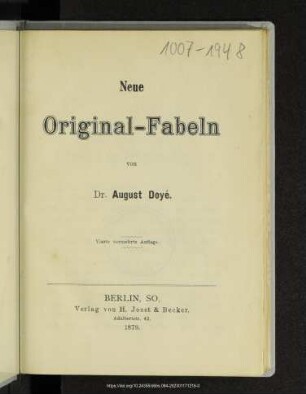 Neue Original-Fabeln